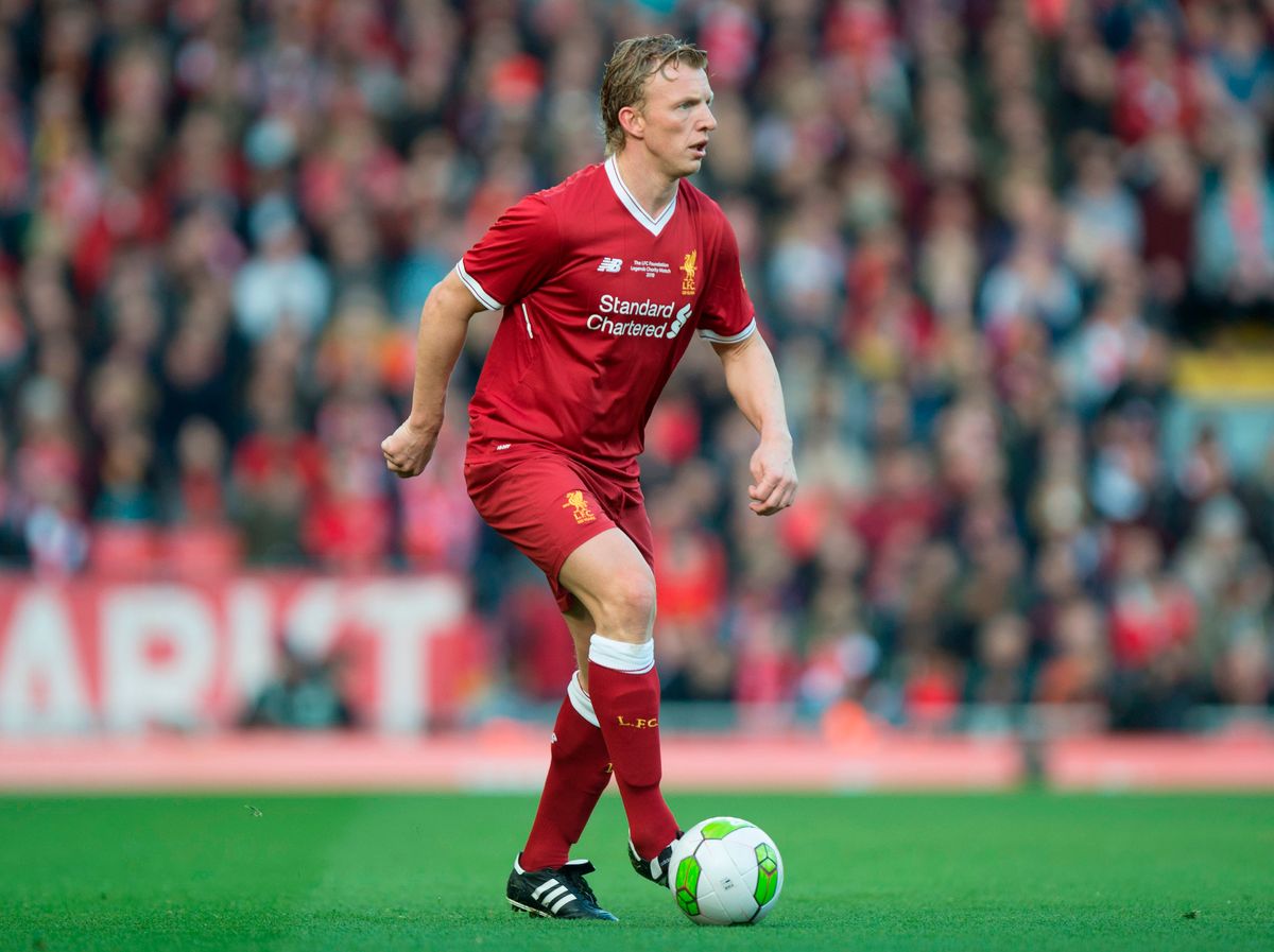 Dirk Kuyt playing for a Liverpool legends XI in 2018
