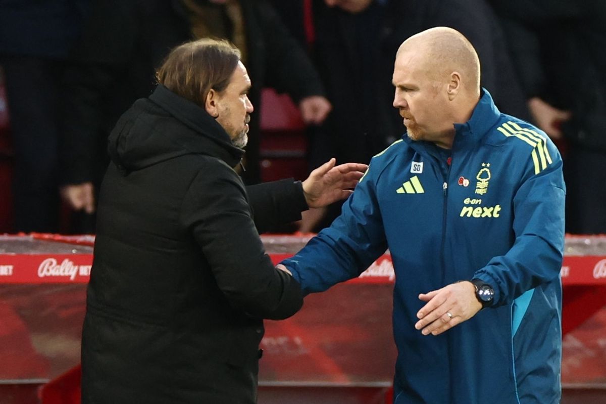 Daniel Farke Manager of Leeds United and Sean Dyche Manager of Nottingham Forest