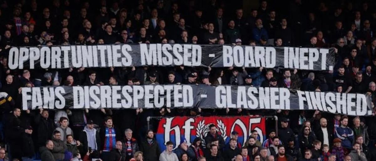 A banner showcased the sense of feeling at Selhurst Park