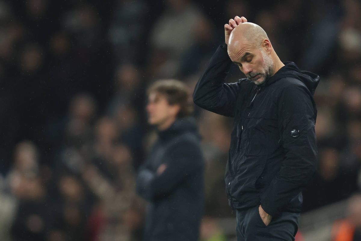 LONDON, ENGLAND - FEBRUARY 1: Manchester City manager Pep Guardiola during the Premier League match between Tottenham Hotspur and Manchester City at Tottenham Hotspur Stadium on February 1, 2026 in London, United Kingdom. (Photo by Rob Newell - CameraSport via Getty Images)