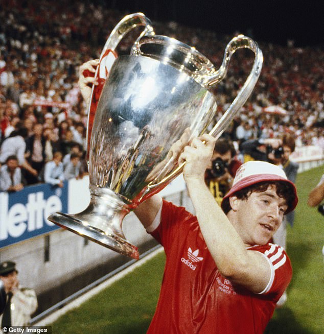 Robertson is pictured lifting the European Cup for Nottingham Forest in Munich in 1979