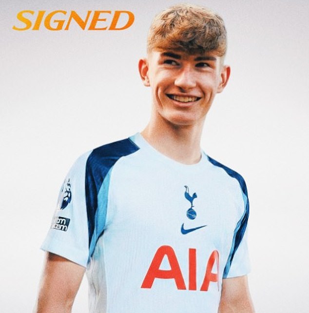 Wilson is unveiled as a new signing by Tottenham, where he will play for the Under-21 side
