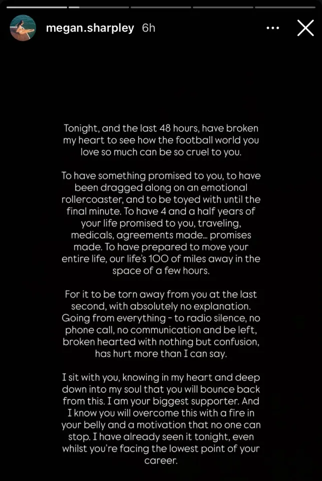 Megan Sharpley Instagram story