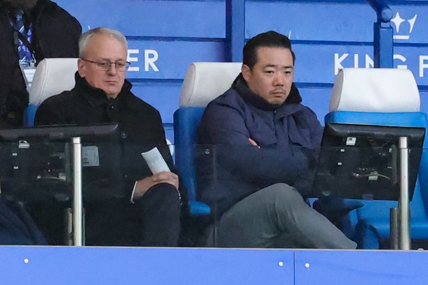 Leicester City director of football Jon Rudkin and chairman Aiyawatt Srivaddhanaprabha sat next to each other in the stands. 