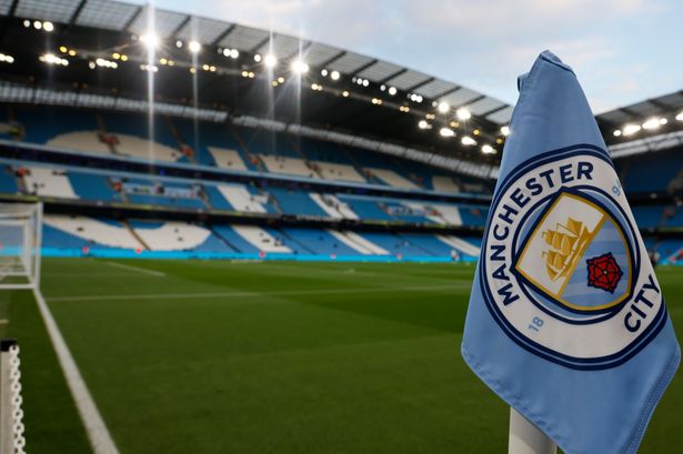A flag inside Man City's stadium
