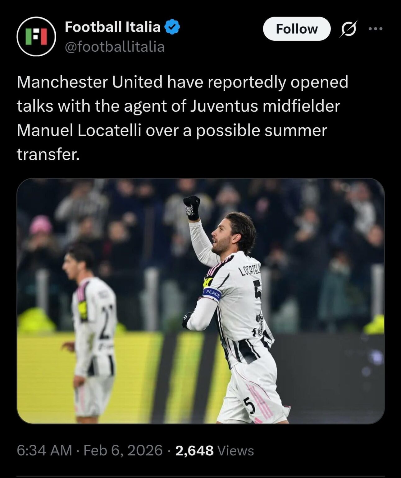 MU opened talks to sign Locatelli over the summer