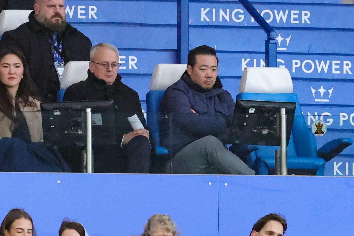 Leicester City director of football Jon Rudkin and chairman Aiyawatt 'Top' Srivaddhanaprabha during the defeat to Oxford that cost Marti Cifuentes his job