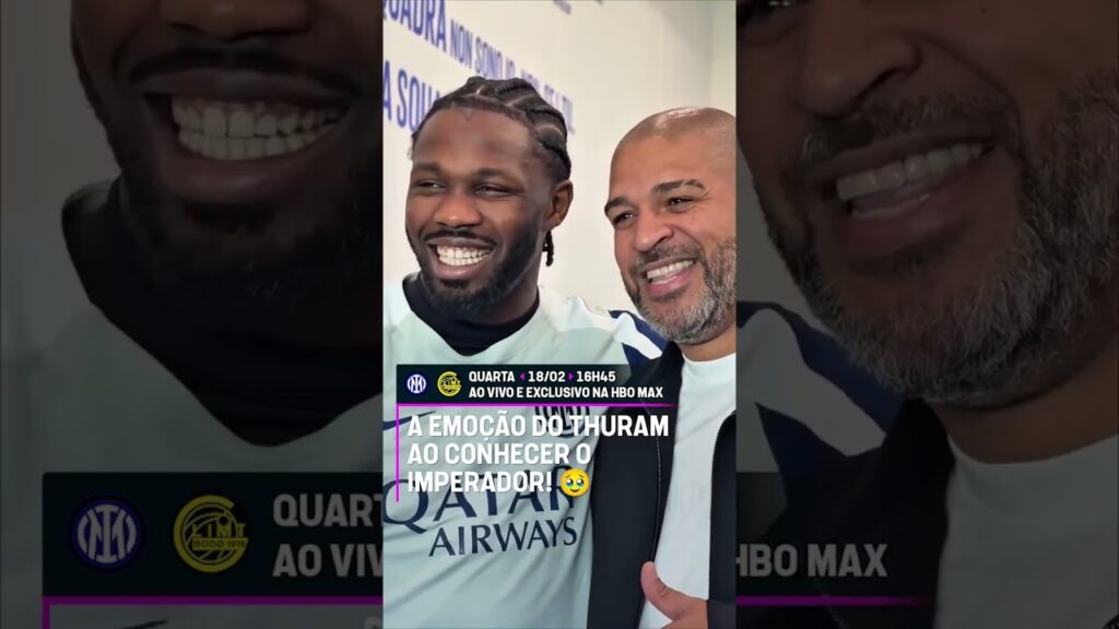 CONHECEU SEU ÍDOLO! 🔵⚫🥺 Marcus Thuram ficou com um sorrisão ao encontrar Adriano Imperador #shorts