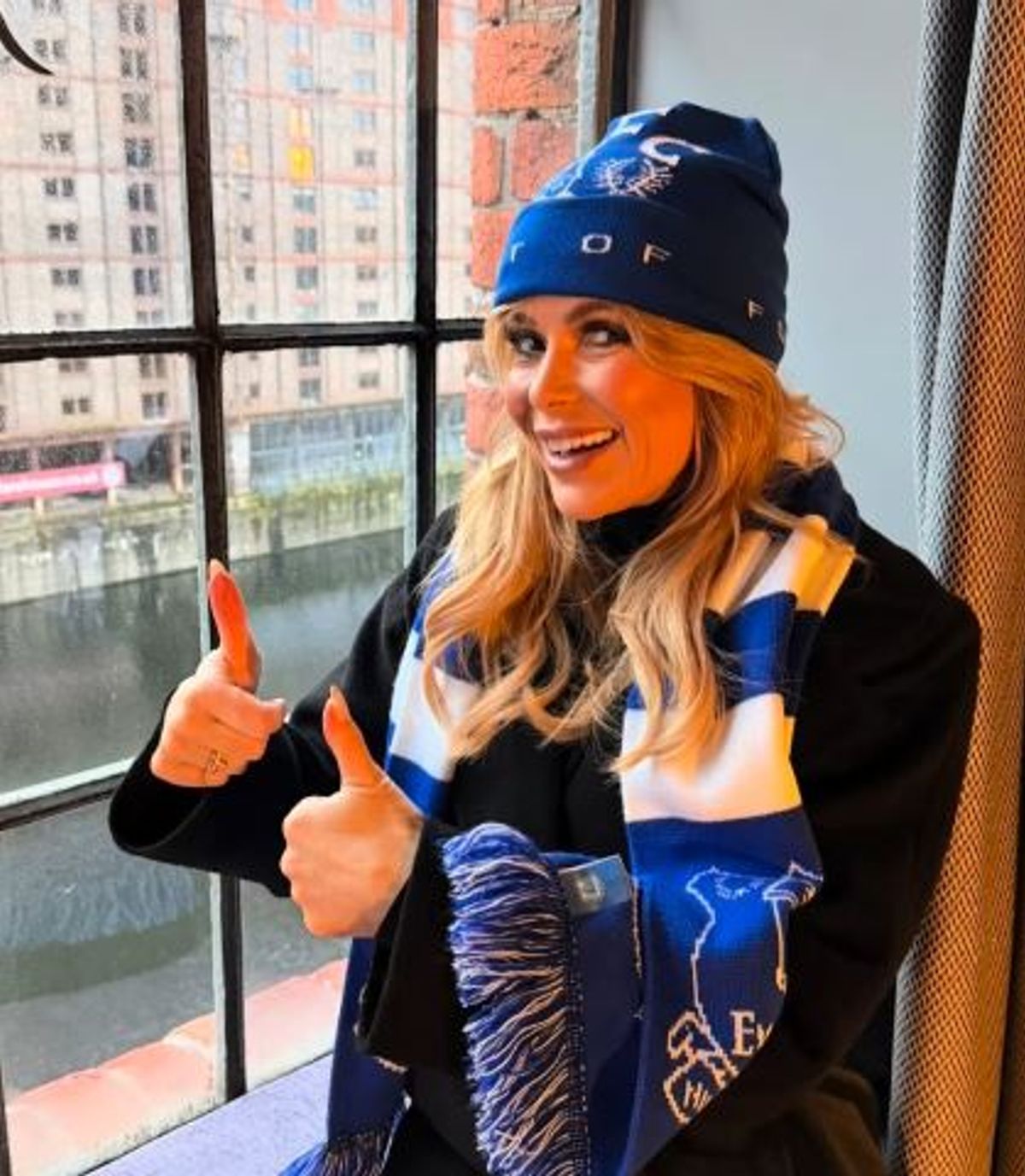 Amanda Holden attends Everton FC vs Newcastle United