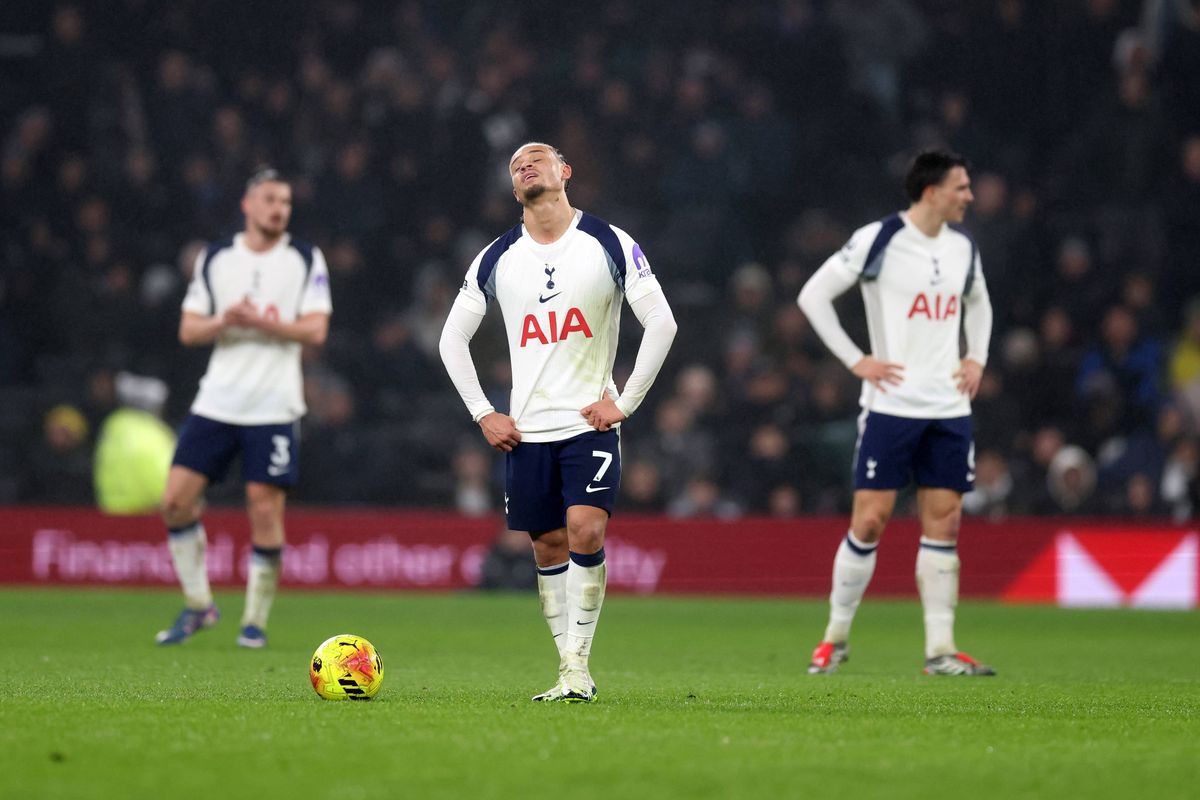 LONDON, ENGLAND - FEBRUARY 10: Xavi Simons of Tottenham Hotspur reacts after Newcastle score a goal during the Premier League match between Tottenham Hotspur and Newcastle United at Tottenham Hotspur Stadium on February 10, 2026 in London, England. (Photo by Catherine Ivill - AMA/Getty Images)