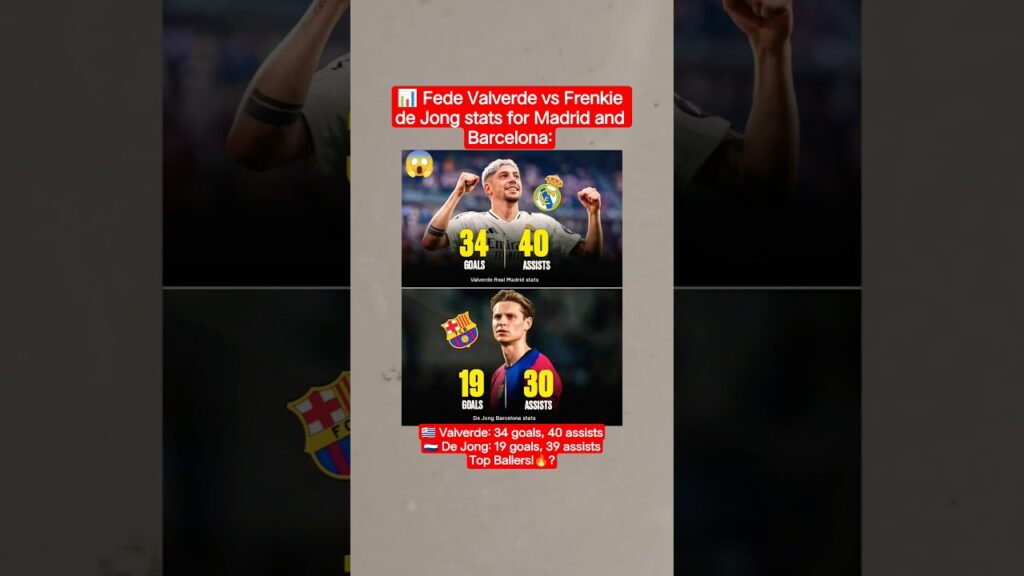 Valverde vs Frenkie de Jong stats for Madrid and Barcelona #shorts #football #realmadrid #barcelona