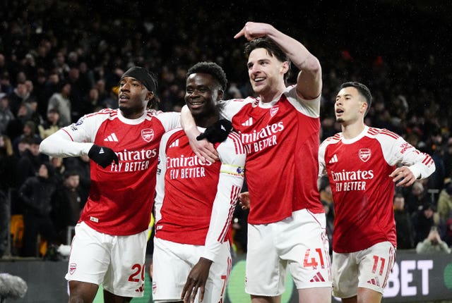 Arsenal players celebrate
