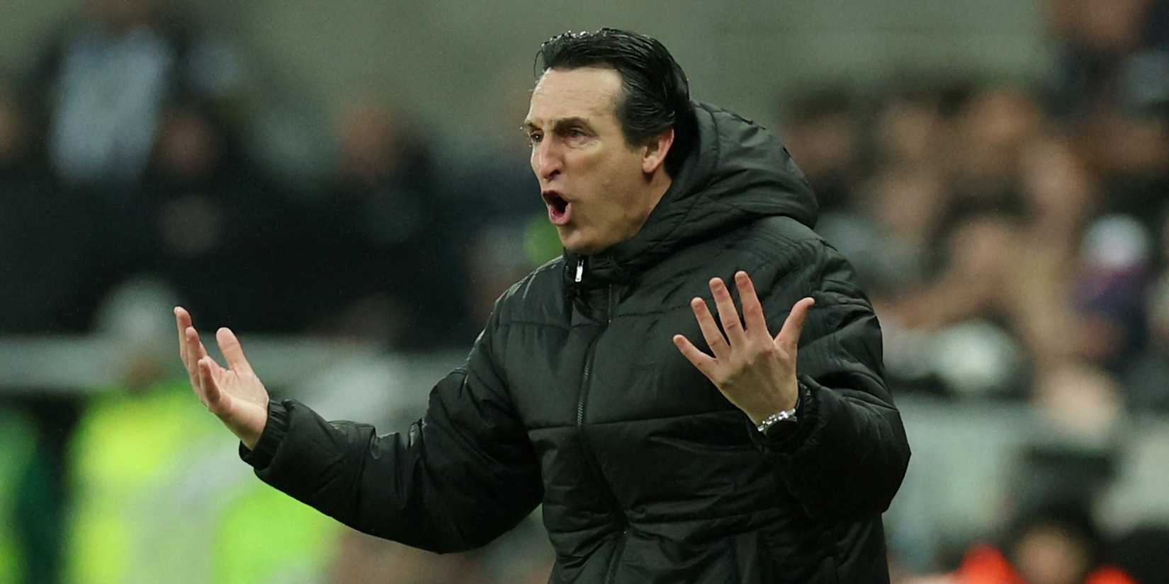 Aston Villa manager Unai Emery reacts