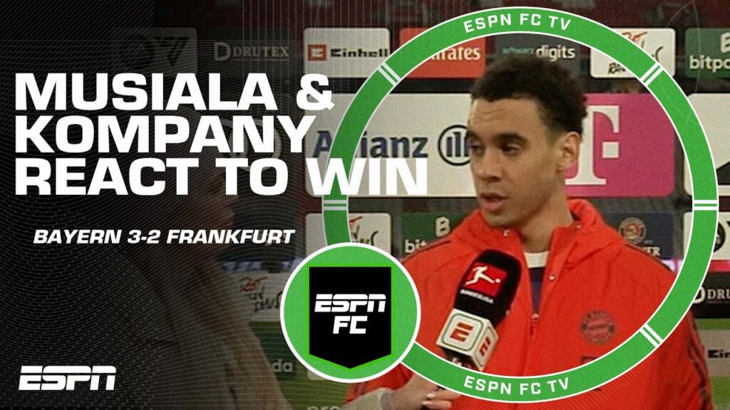 ‘VERY HAPPY!’ Musiala & Kompany react to Bayern Munich’s 3-2 win vs. Frankfurt | ESPN FC ‘VERY HAPPY!’ Musiala & Kompany react to Bayern Munich’s 3-2 win vs. Frankfurt | ESPN FC