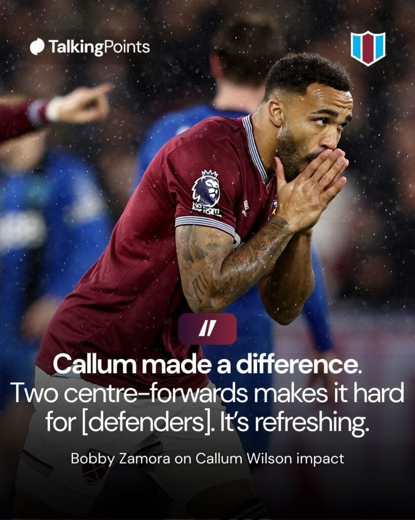 Callum Wilson of West Ham United reacts after a missed chance during the Premier League match between West Ham United and Bournemouth at London Stadium on February 21, 2026 in London, England.