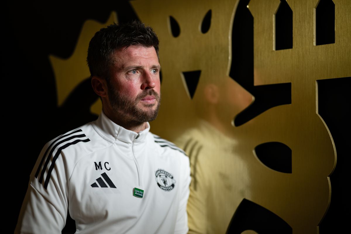 Head Coach Michael Carrick of Manchester United speaks