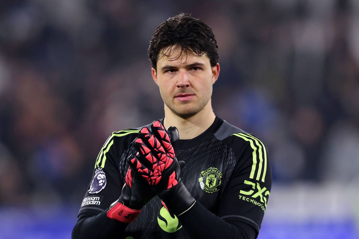 Senne Lammens during the Premier League match between West Ham United and Manchester United at London Stadium.