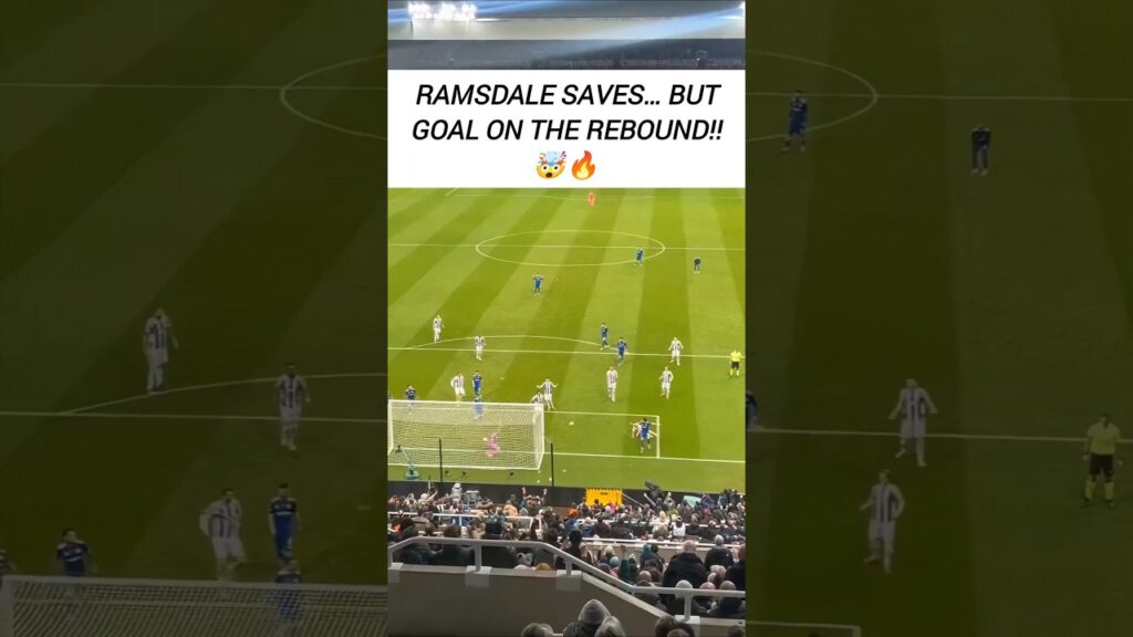 RAMSDALE SAVES THE PENALTY FOR NEWCASTLE… BUT QARABAG SCORE THE REBOUND!!! 🤯⚽🔥 #shorts #football