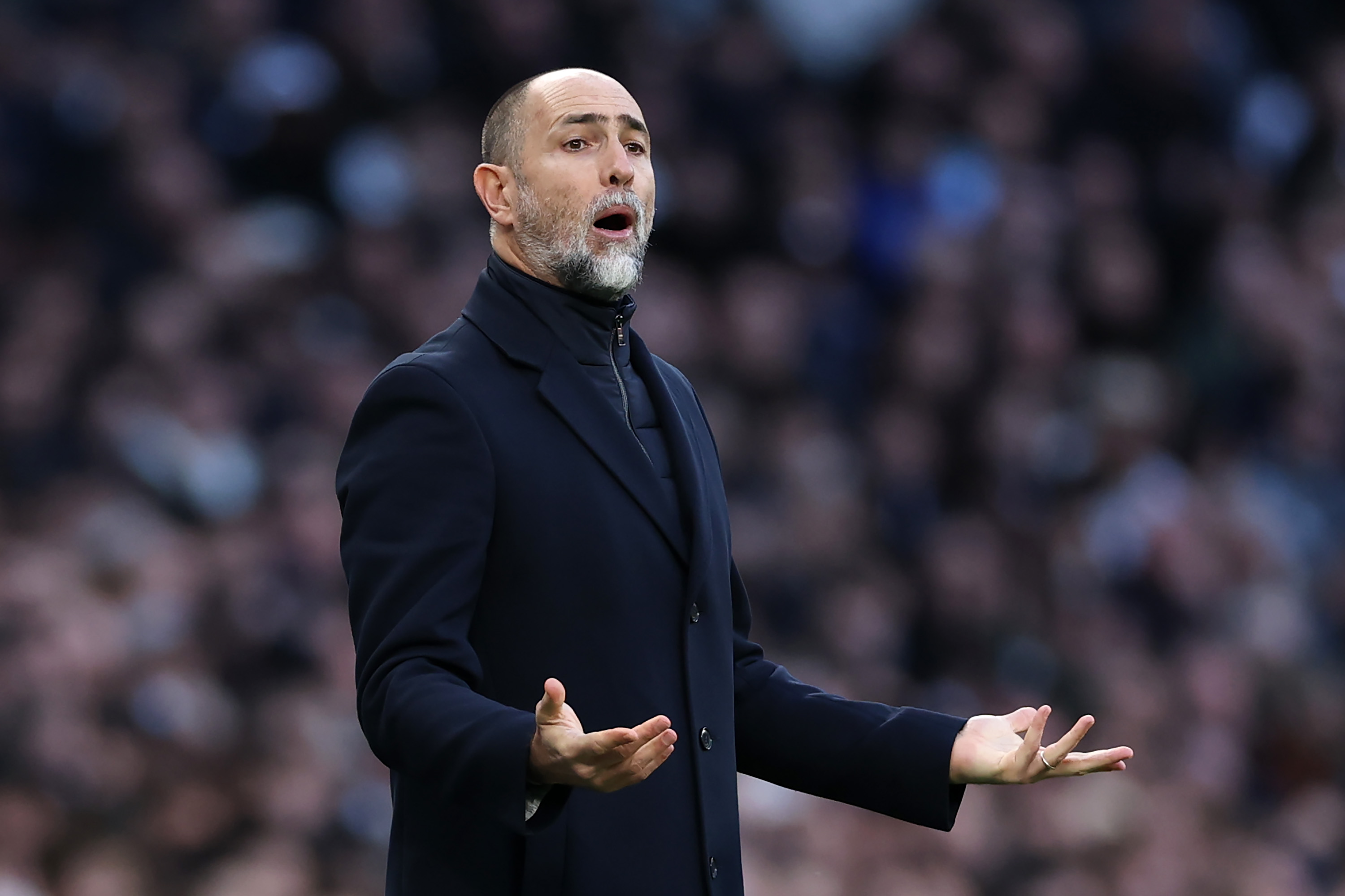 LONDON, ENGLAND - FEBRUARY 22: Igor Tudor, Manager of Tottenham Hotspur reacts during the Premier League match between Tottenham Hotspur and Arsenal at Tottenham Hotspur Stadium on February 22, 2026 in London, England. (Photo by Justin Setterfield/Getty Images)