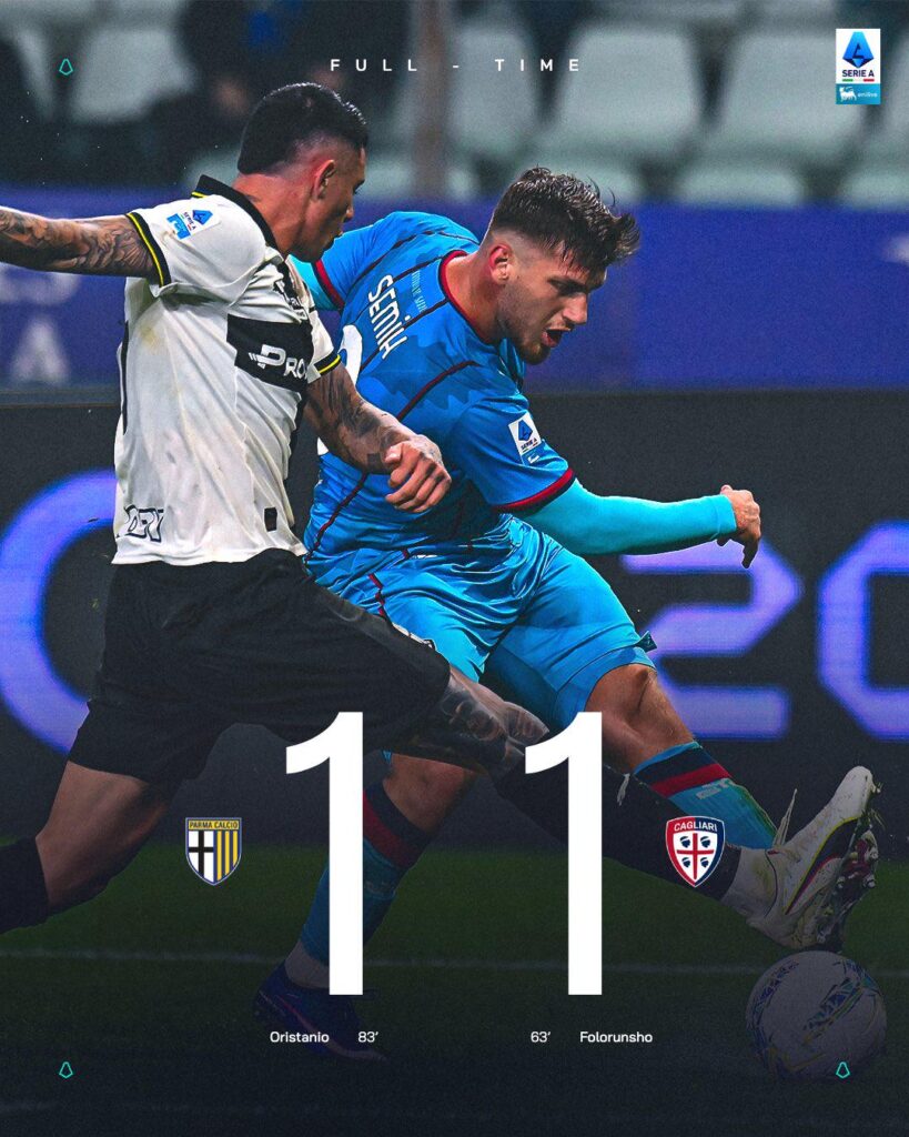 Full Time: Parma 1-1 Cagliari