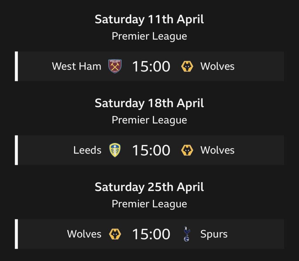 Wolves on the up, hopefully they hit peak form in April