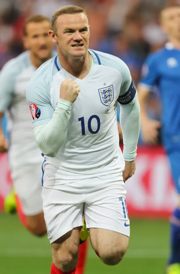 Wayne Rooney celebrates after scoring for England