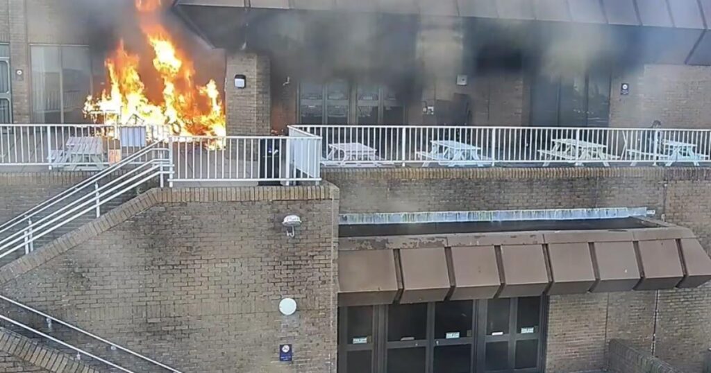 CCTV: Moment arsonist set fire to the BIC in Bournemouth CCTV: Moment arsonist set fire to the BIC in Bournemouth