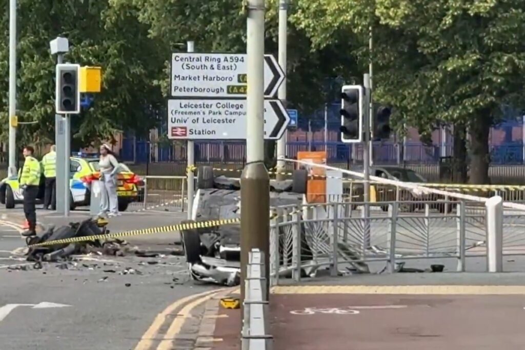 The collision happened in Leicester's Aylestone Road on Tuesday (June 24) and saw a vehicle overturn