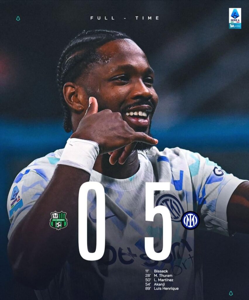 Full time: Sassuolo 0 - 5 Inter
