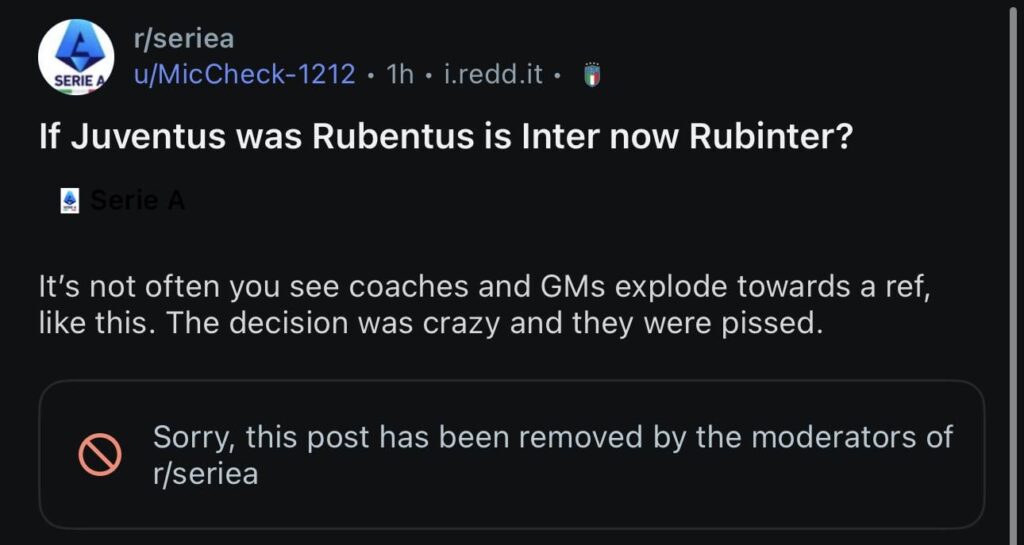 I guess I can’t ask questions on the Serie A sub 🤷‍♂️