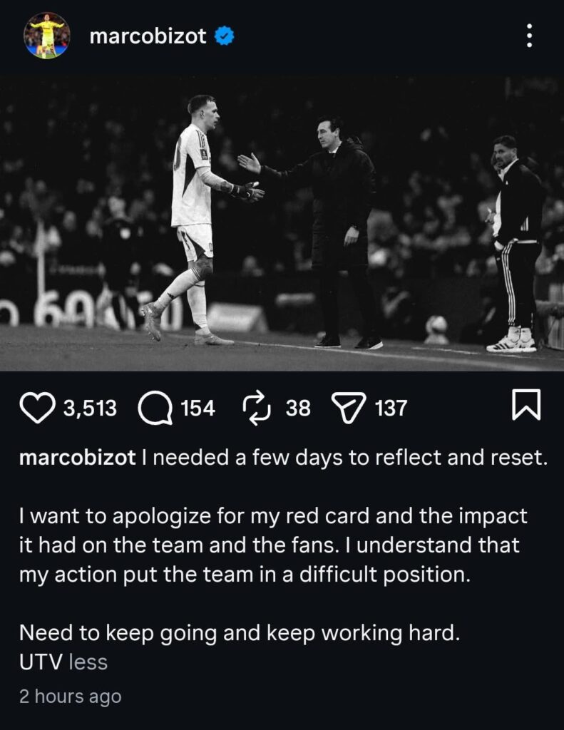 Marco Bizot Insta apology