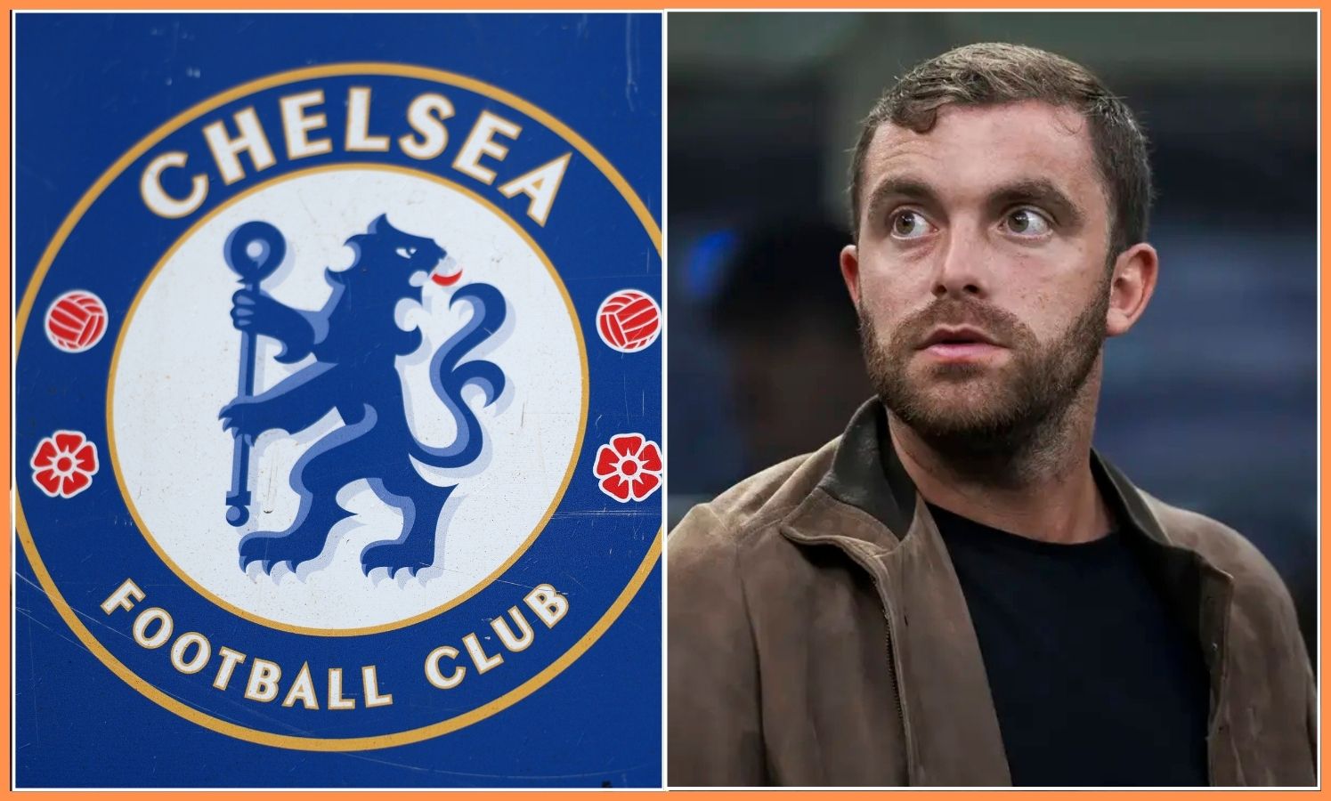 Fabrizio Romano and Chelsea FC logo