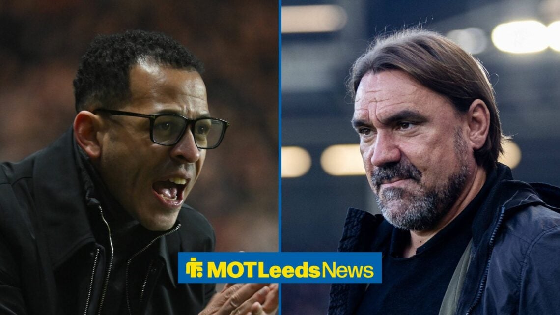 Leeds United boss Daniel Farke and Liam Rosenior.