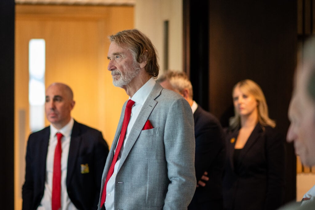 Ineos chief and Manchester United co-owner Sir Jim Ratcliffe attends the official opening of the refurbished training complex at Carrington in 2025 in Manchester, England.