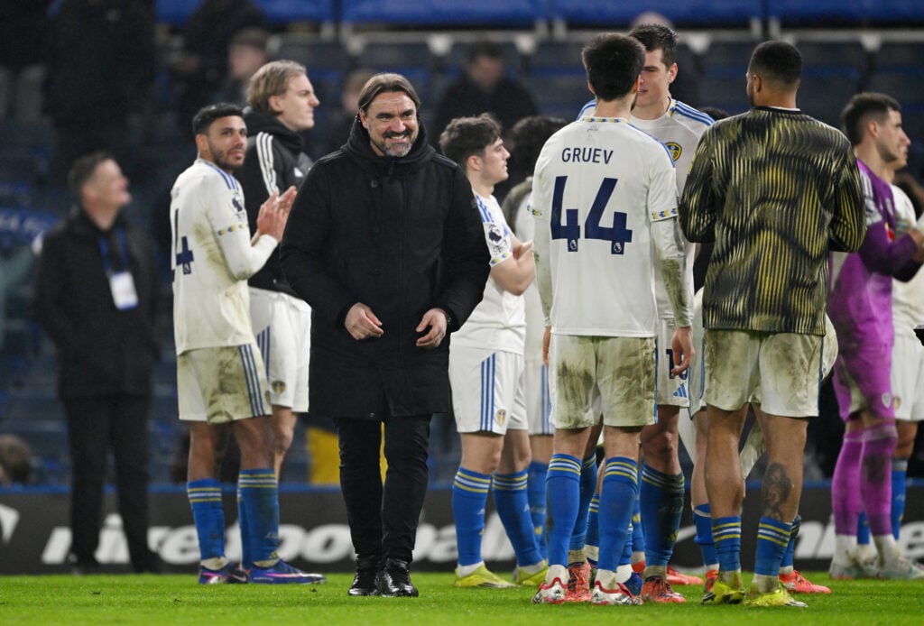 Daniel Farke, Manager of Leeds United, celebrates