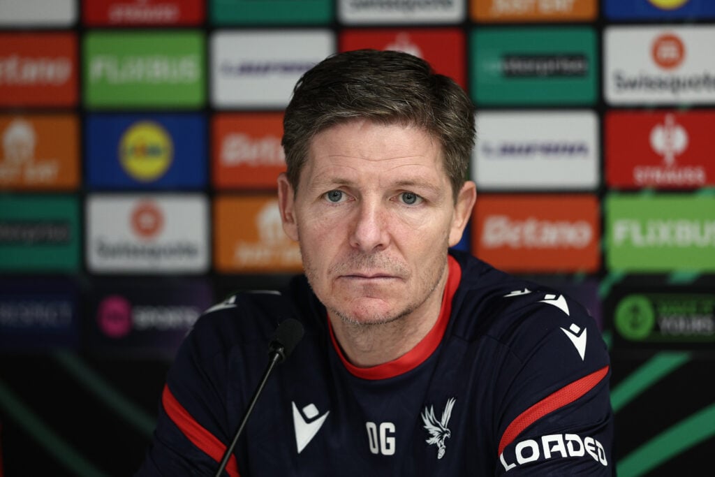 Crystal Palace FC Training Session And Press Conference - UEFA Conference League 2025/26 Knockout Play-off Second Leg