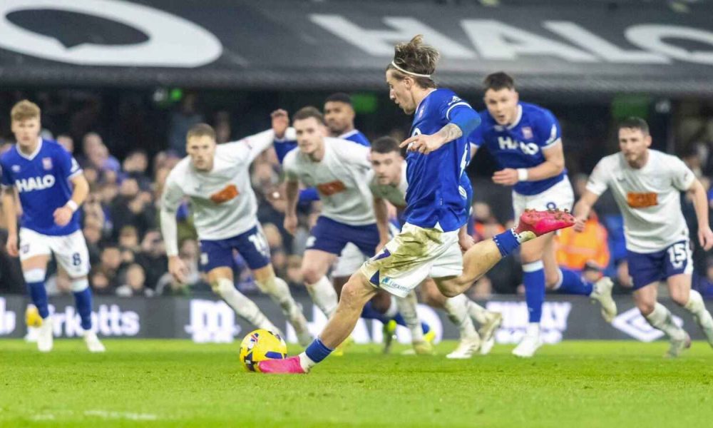 Ipswich Town’s Jack Clarke equalises from the penalty spot