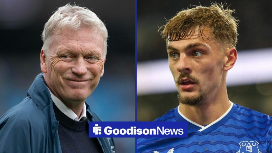 Everton star Kiernan Dewsbury-Hall and David Moyes.