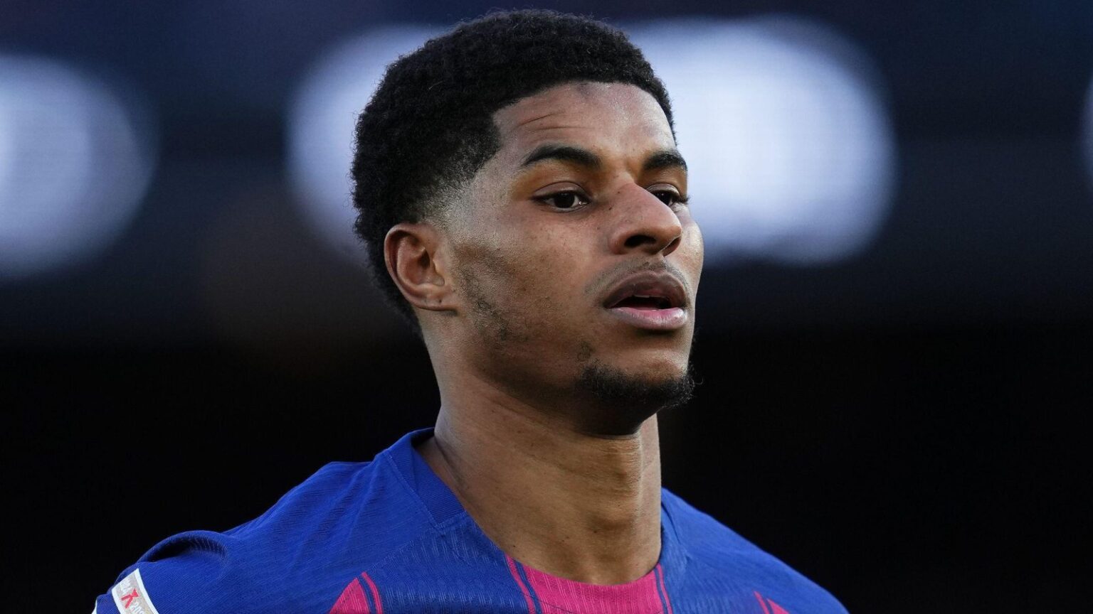Former Man Utd forward Marcus Rashford in action for Barcelona