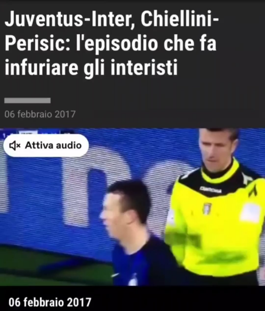 Chiellini celebrating his dive against Inter