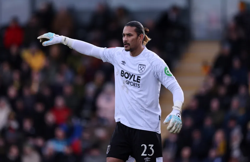 West Ham goalkeeper Alphonese Areola in action against Burton Albion