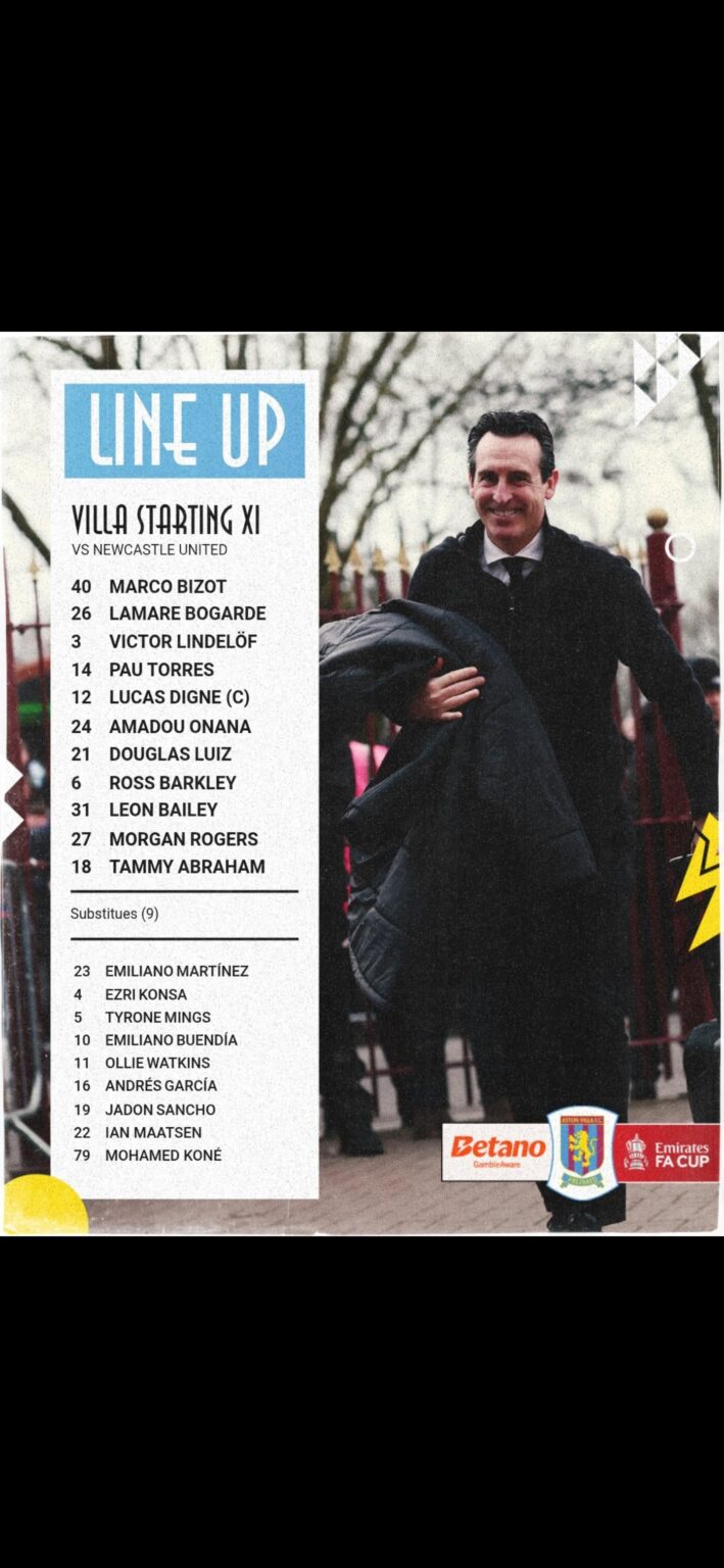 Starting XI vs Newcastle: FA Cup 4th Round.