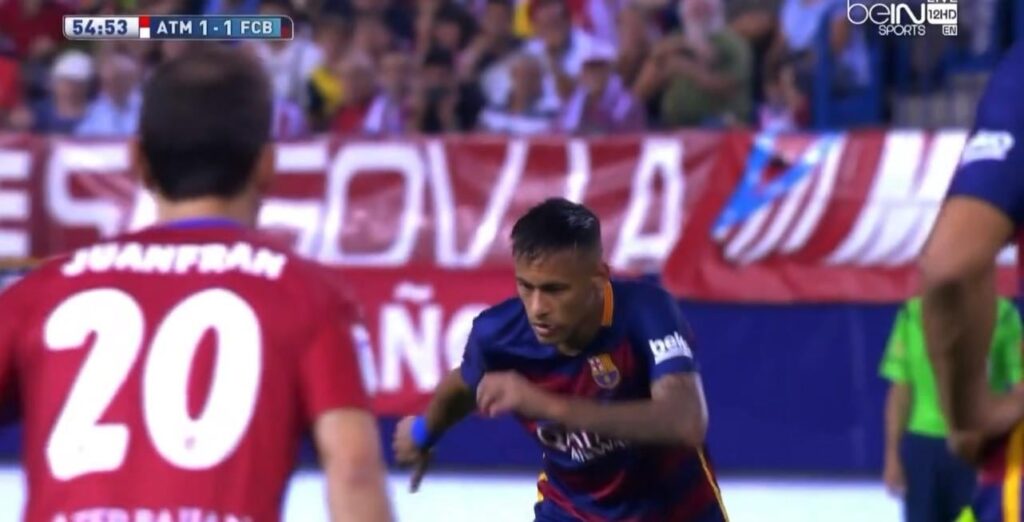 Neymar Beautiful freekick vs Atl madrid Messi was injured he step up in this game