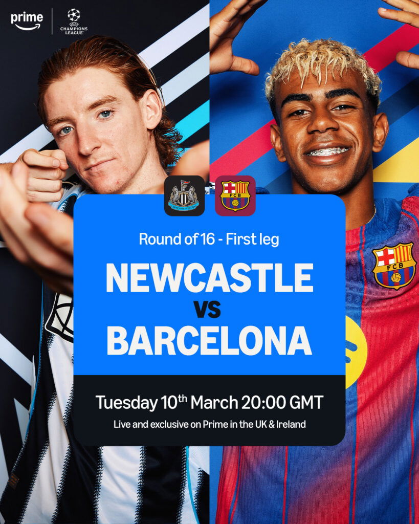 Newcastle United v Barcelona Champions League Amazon Prime March 2026