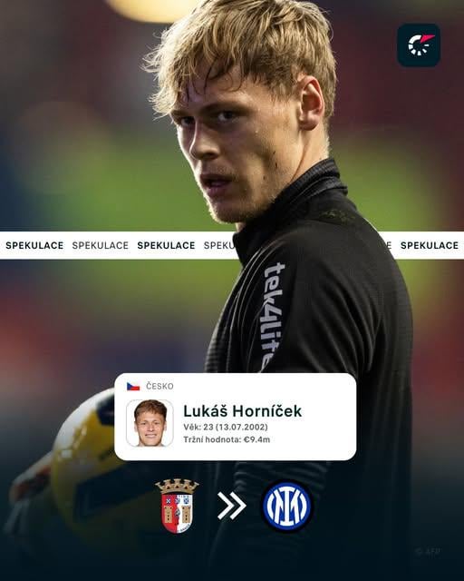 Acording to several Czech media outlets, Inter is inquiring about Braga goalkeeper Lukáš Horníček