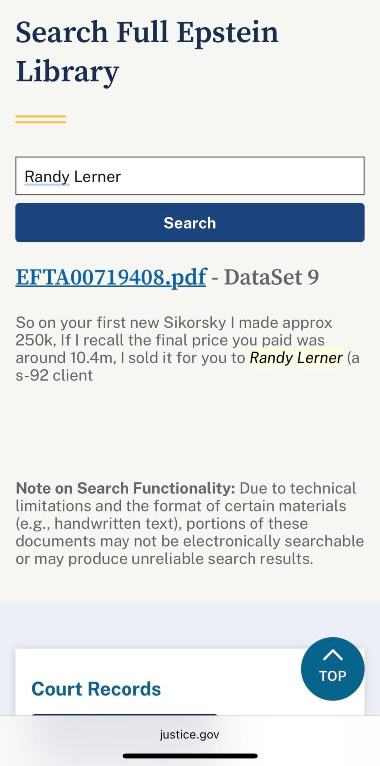 Randy Lerner in Epstein Files?