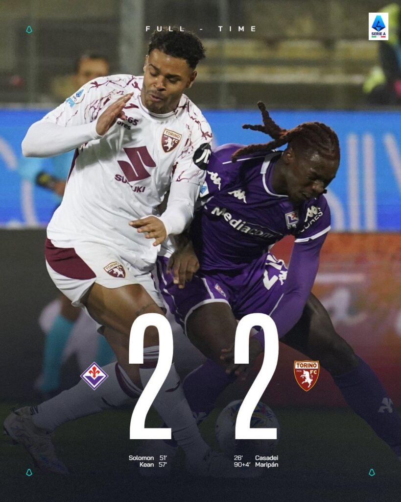 Full Time: Fiorentina 2-2 Torino