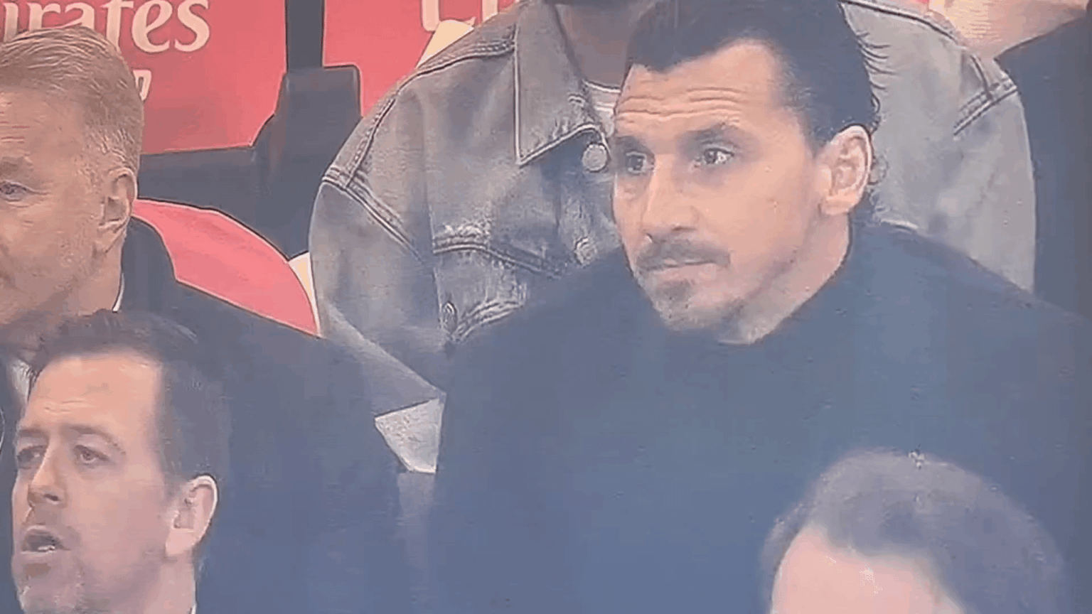 Igli Tare and Zlatan Ibrahimovic after Leao's missed a chance vs Parma