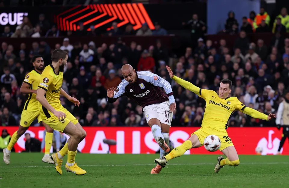 Donyell Malen of Aston Villa scores his team’s second goal during the UEFA Europa League 2025/26 League Phase MD5 match between Aston Villa FC and BSC Young Boys at Villa Park on November 27, 2025 in Birmingham, England.