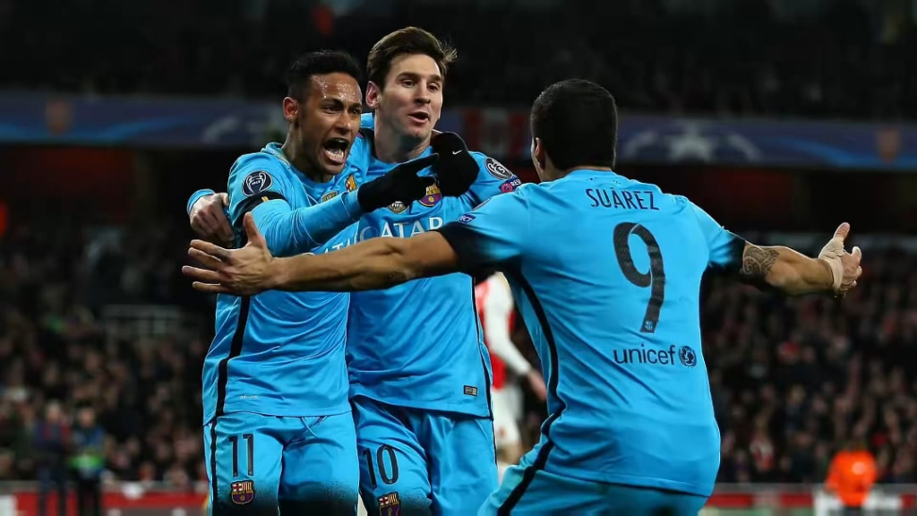 On this day, 10 years ago at Emirates Stadium London: Suarez Neymar and Messi combined to score the first goal against Arsenal in UCL R016.